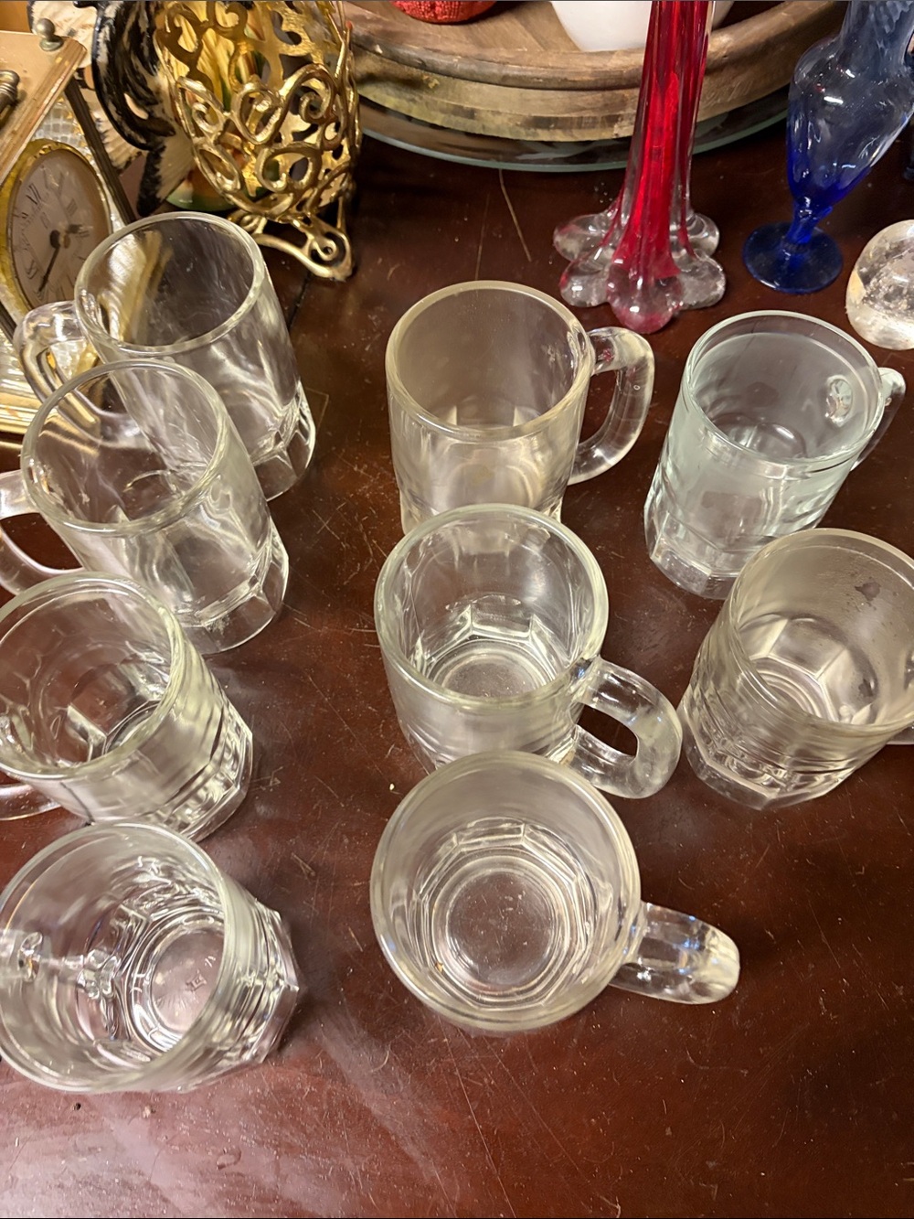 Clear Glass Coffee/Tea Mugs - Set of 9